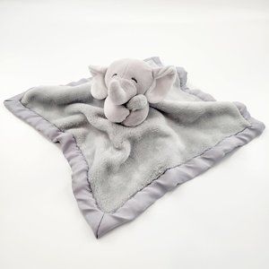 Carter's Gray Elephant Lovey Baby Security Blanket Plush Satin Edge 14" x 14"